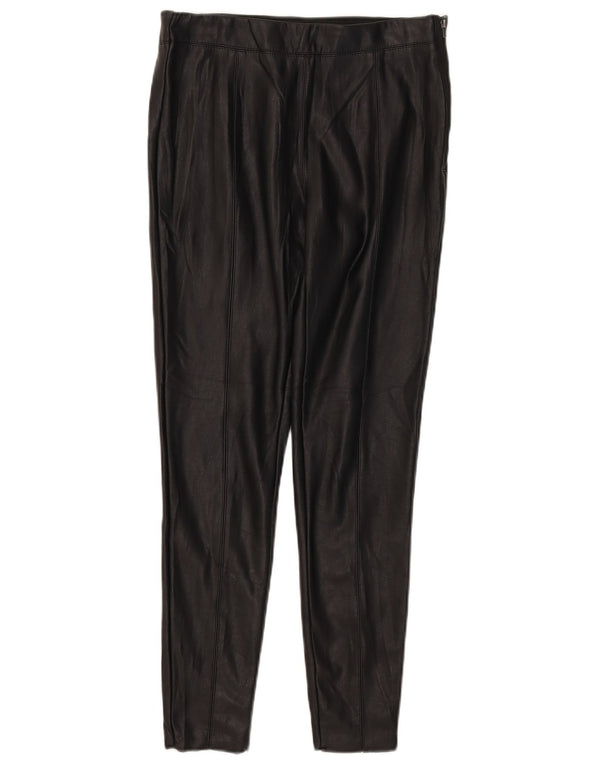 Topshop Damen Slim Kunstlederhose UK 12 Medium W30 L28 Schwarz