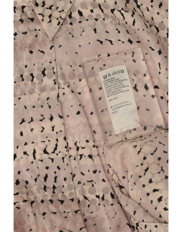 Marks & Spencer Damen-Hemdbluse, UK 12, Mittelrosa gefleckte Seide