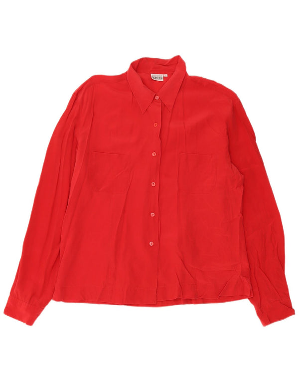 Andrea Mare Damen Hemdbluse UK 16 Große rote Seide