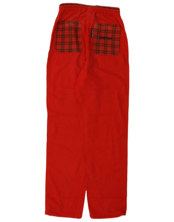 Think Pink Mens Graphic Straight Trousers XS W25 L30 Red Check Cotton
