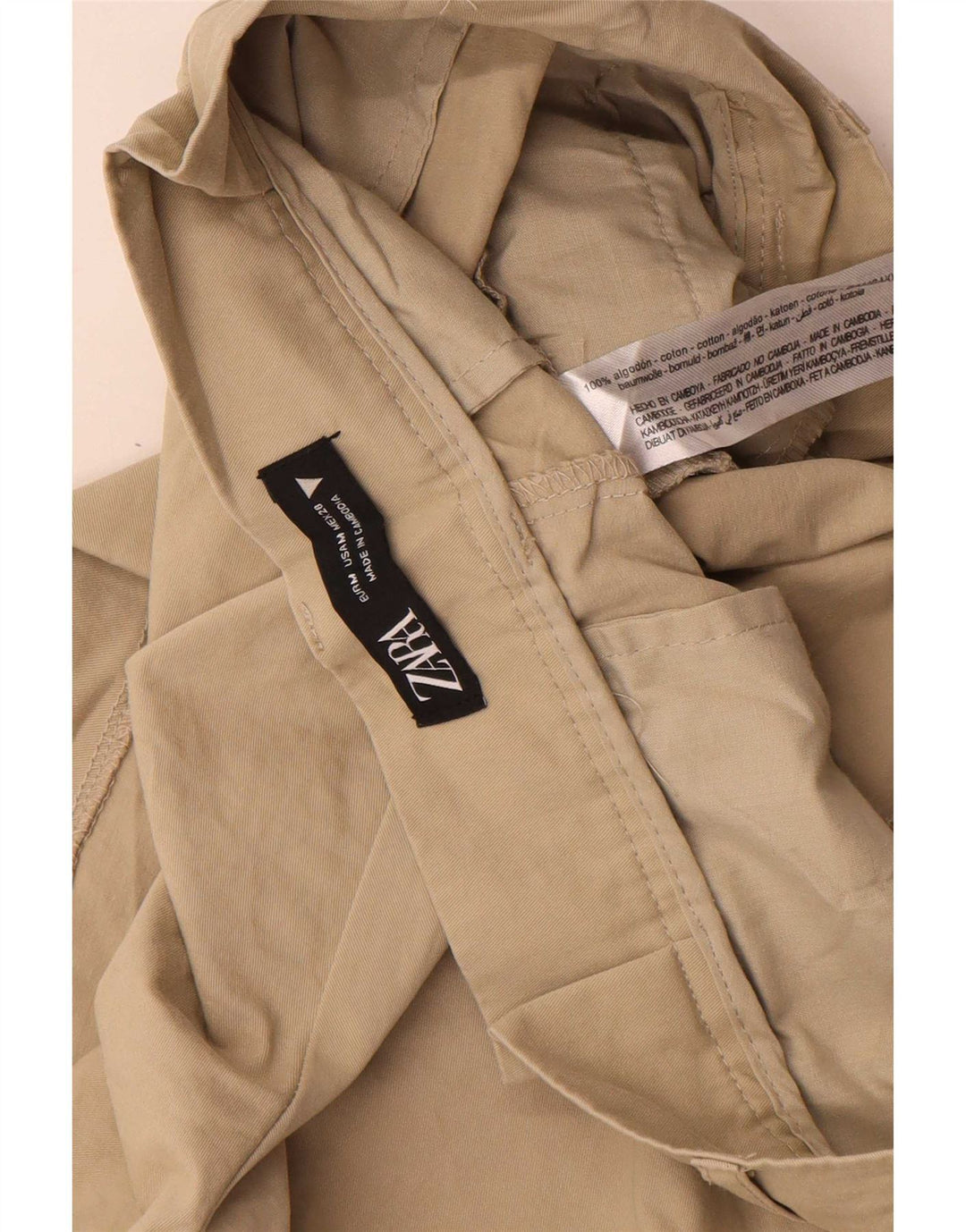 Zara Damen Pegged Casual Shorts Medium W28 Beige Baumwolle