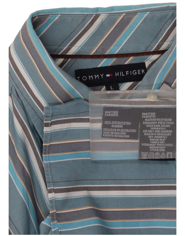 Tommy Hilfiger Herrenhemd, groß, blau gestreift, Baumwolle