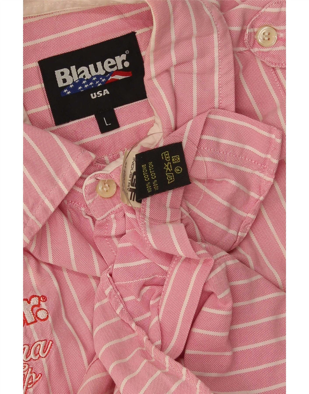Blauer Herren-Kurzarmshirt mit Grafik, groß, rosa gestreift, Baumwolle