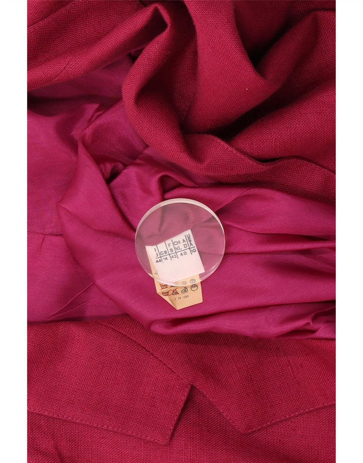 Vintage Damen Crop Kurzarm Blazer Jacke UK 14 Mittelrosa Wolle