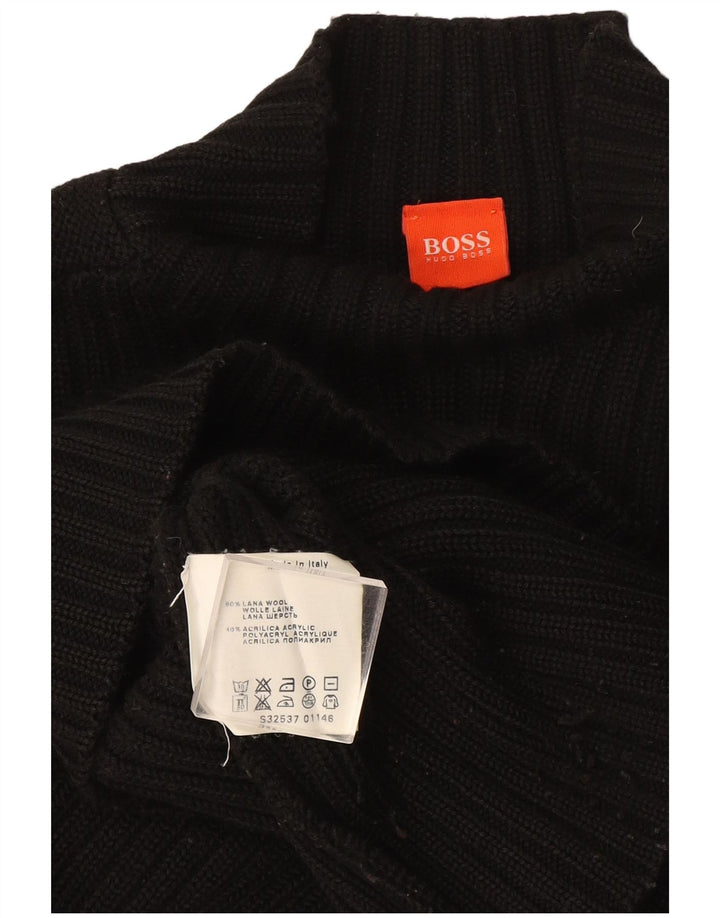 Hugo Boss Herren-Pullover mit Rollkragen, groß, aus schwarzer Wolle