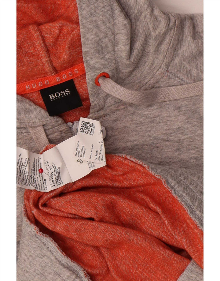 Hugo Boss Herren-Kapuzenpullover mit Reißverschluss, mittelgraue Baumwolle