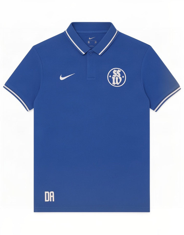 Nike Herren-Poloshirt mit Grafik, mittelblaue Baumwolle