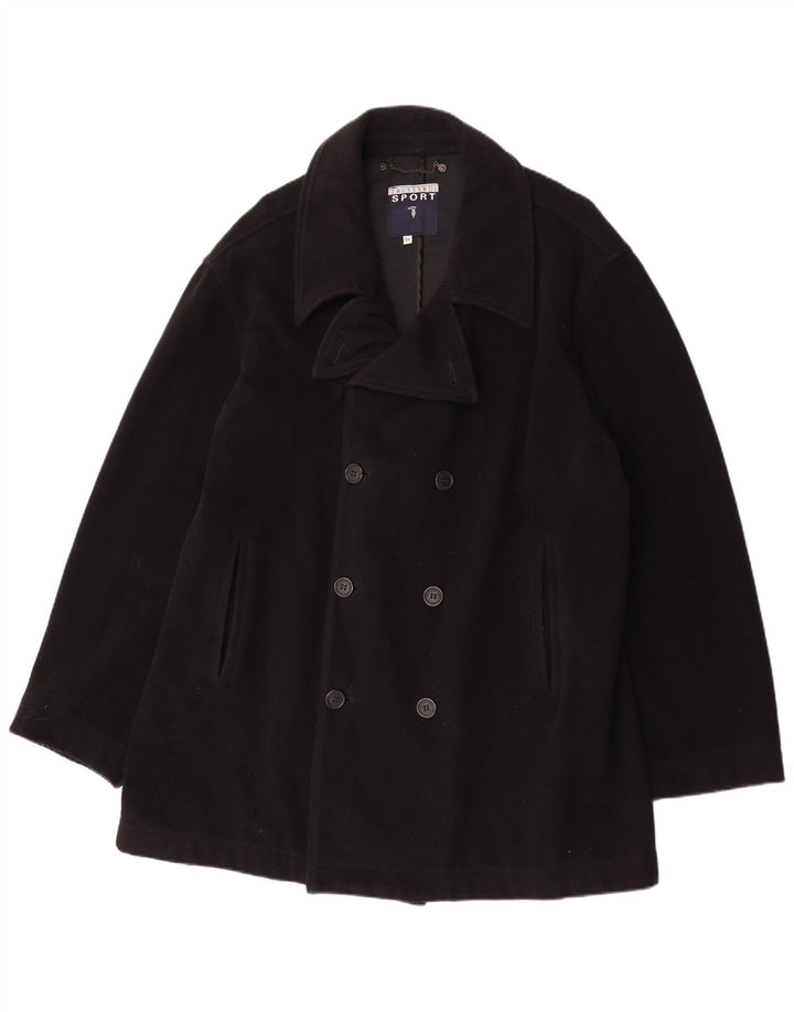 Trussardi Herren Pea Coat IT 54 2XL Schwarze Wolle