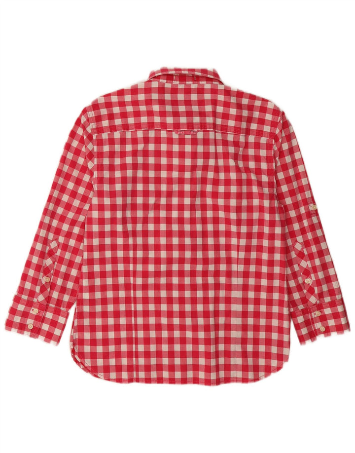 SUPERDRY Womens 3/4 Sleeve Shirt UK 12 Medium Pink Gingham Cotton