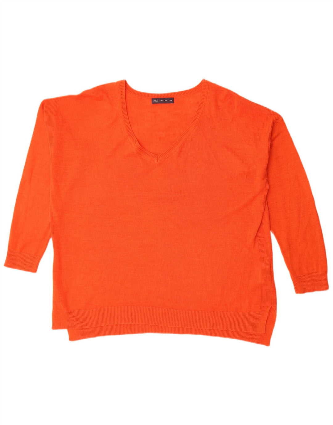 Marks & Spencer Damen-Pullover in Übergröße mit V-Ausschnitt, Gr. 14, Größe L, Orange