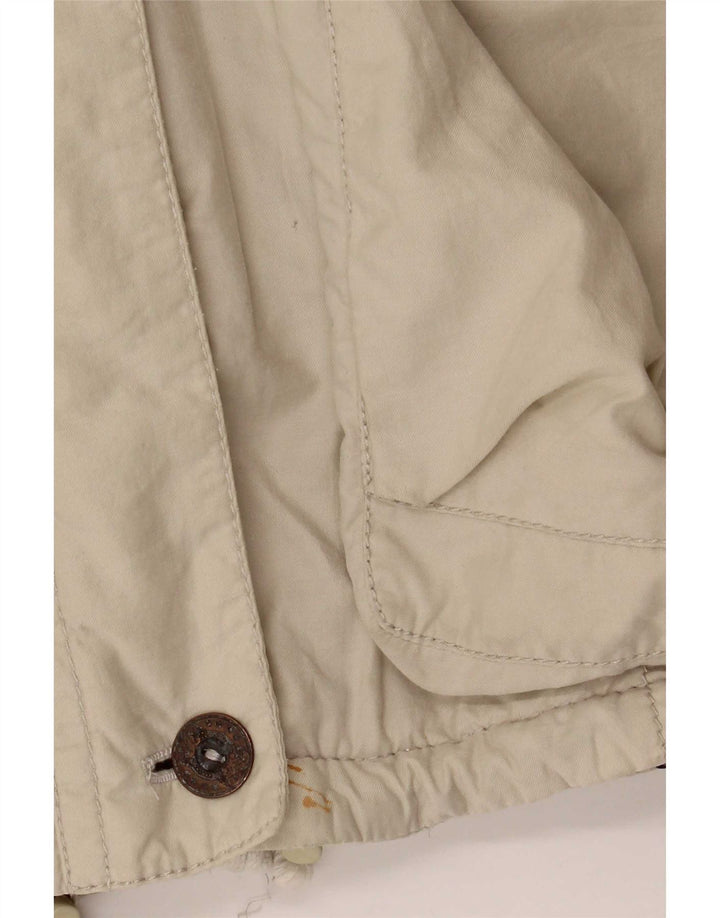 Vintage Damen Kapuzen-Overall-Windbreaker-Mantel EU 44 XL Beige Polyamid