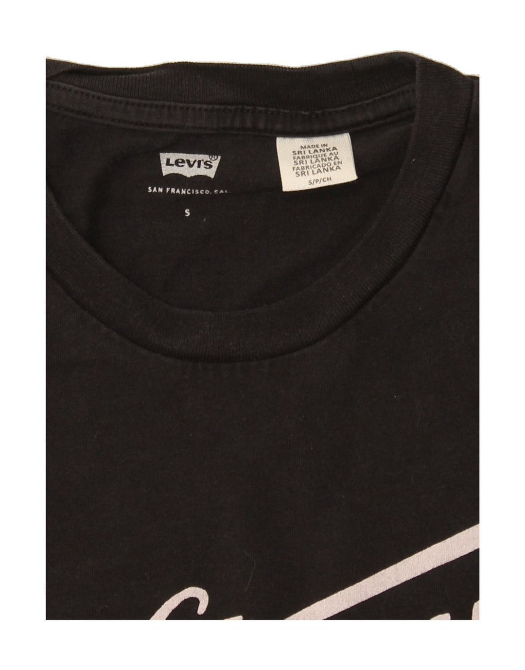 LEVI'S Mens Graphic T-Shirt Top Small Black Vintage Levi's and Second-Hand Levi's from Messina Hembry 