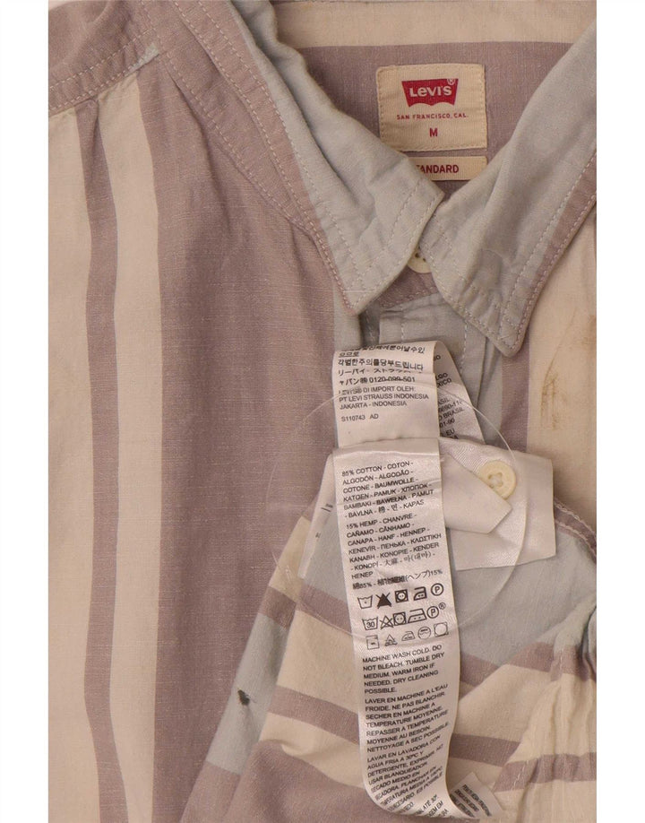 Levi's Herren-Standard-Kurzarmhemd aus mittelgrau gestreifter Baumwolle
