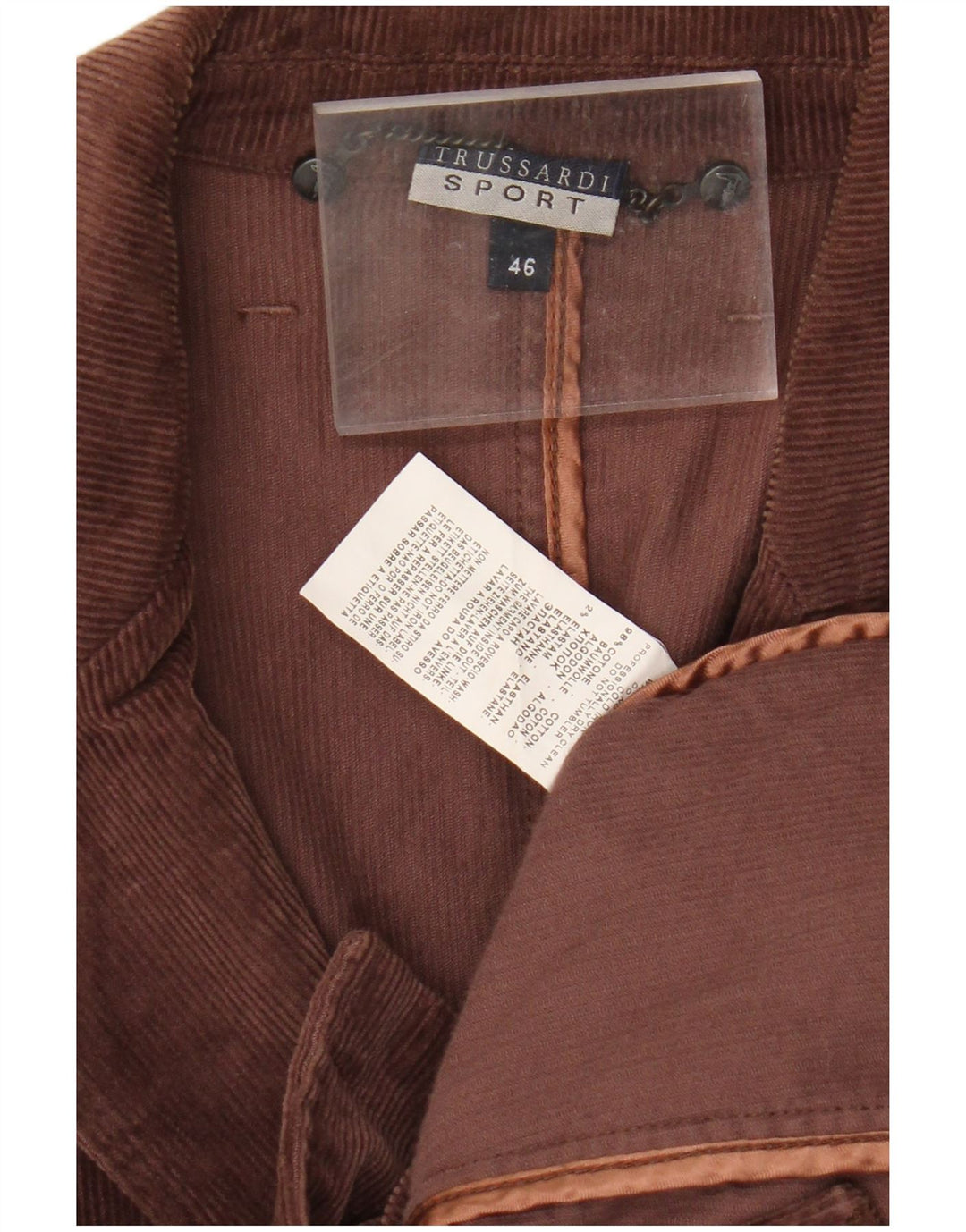 Trussardi Damen Cord-Blazerjacke mit 3 Knöpfen, IT 46, große braune Baumwolle