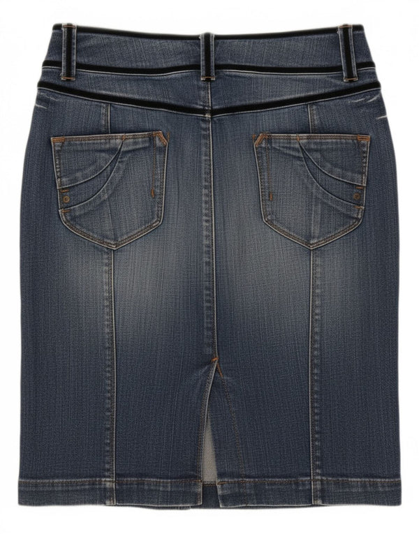Karen Millen Damen-Jeansrock mit niedriger Taille, UK 10, Größe S, W30, Blau, Baumwolle