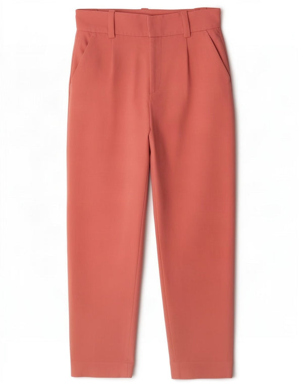 Zara Damen-Anzughose mit hoher Taille, XS W24 L26, rosa Polyester
