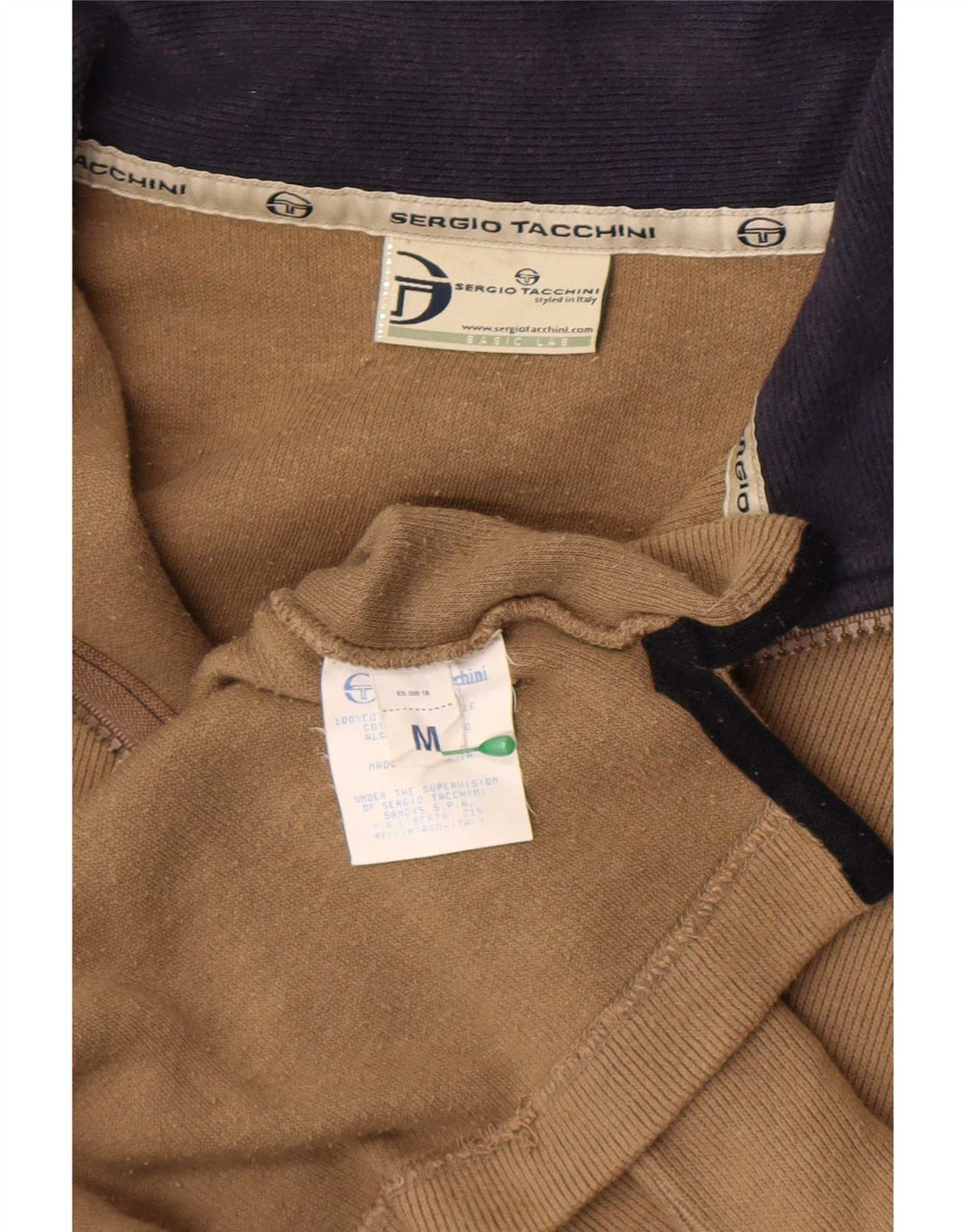 Sergio Tacchini Herren-Sweatshirt mit Reißverschluss am Hals, mittelbeige Baumwolle