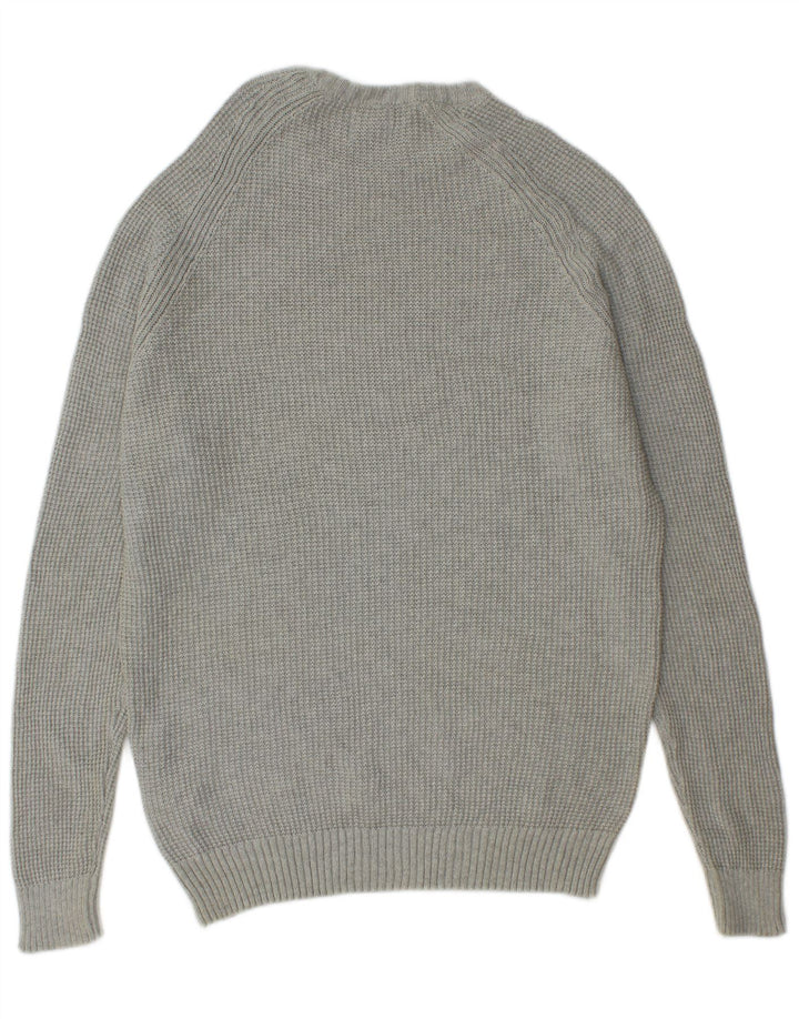 Zara Herren-Pullover mit Rundhalsausschnitt, mittelgraue Baumwolle