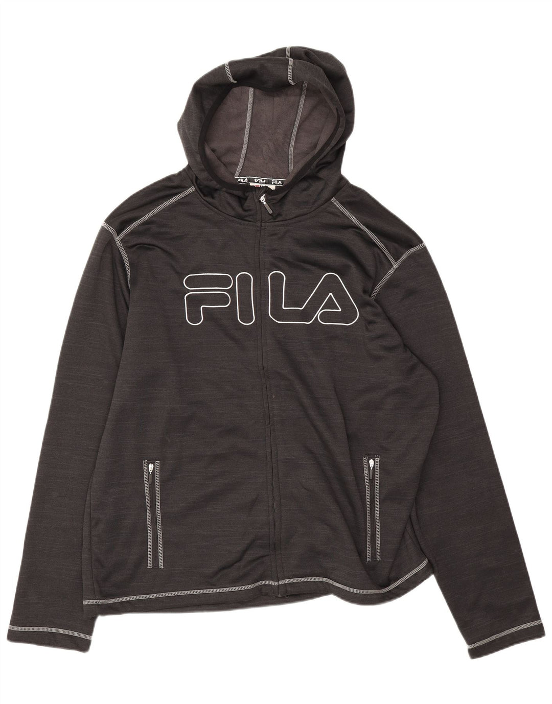Fila Herren Graphic Zip Hoodie Pullover 2XL Schwarz Polyester