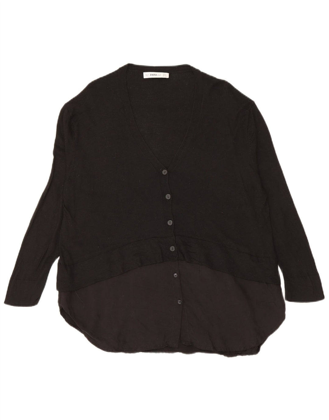 Zara Damen Longline Cardigan Pullover UK 14 Medium Schwarz
