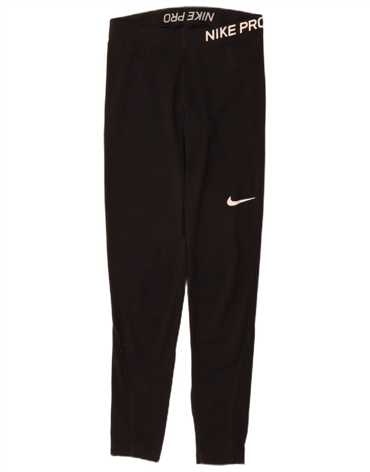 Nike Damen Dri Fit Graphic Leggings UK 10 Small Schwarz Polyester