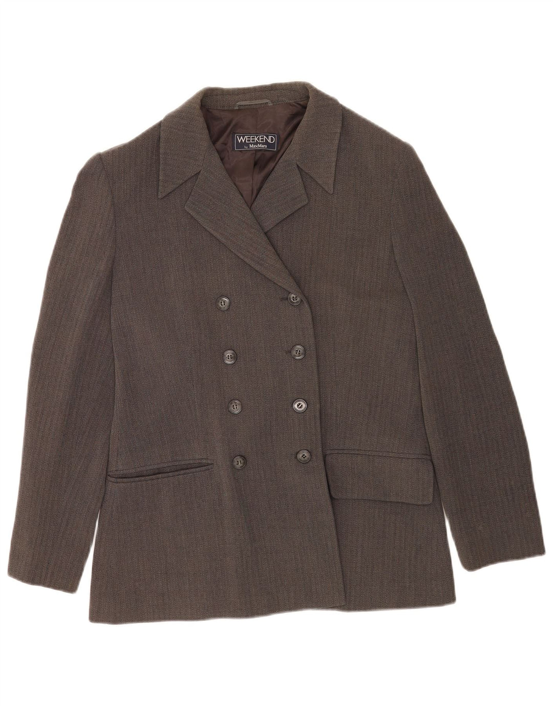 Max Mara Damen-Wochenende-Blazer-Jacke, UK 16, großes graues Chevron