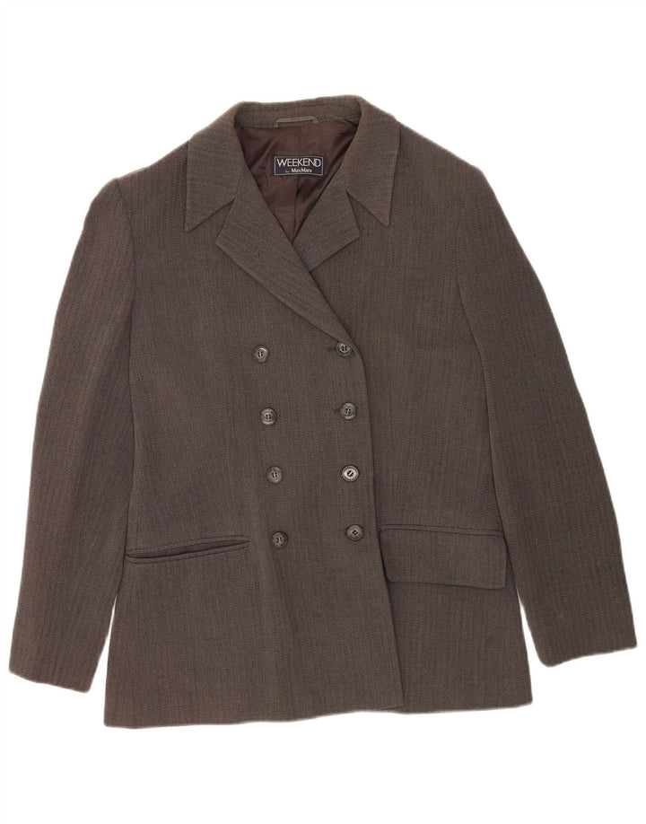 Max Mara Damen-Wochenende-Blazer-Jacke, UK 16, großes graues Chevron