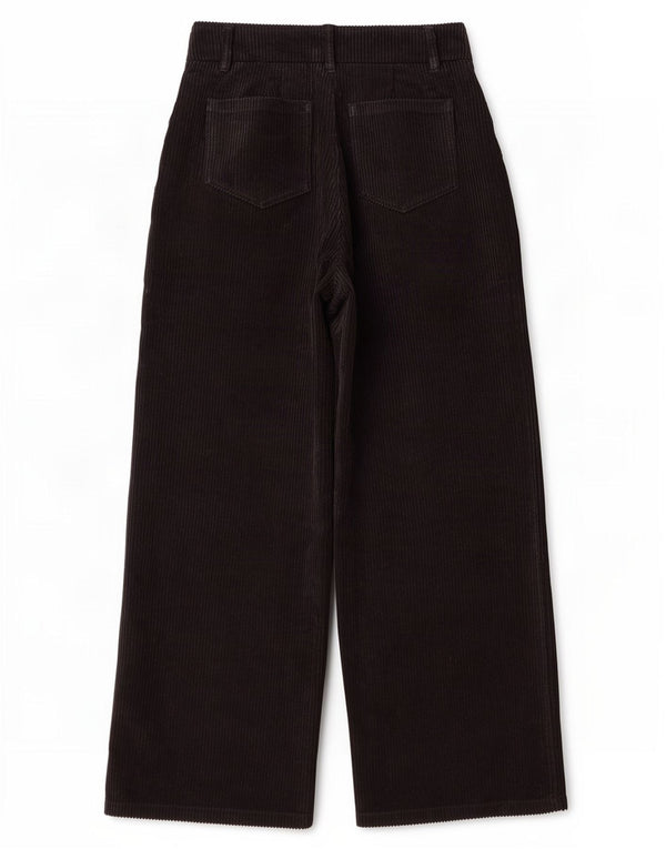 Benetton Damen-Capri-Cordhose mit weitem Bein, XS, W24, L20, Schwarz, Polyester