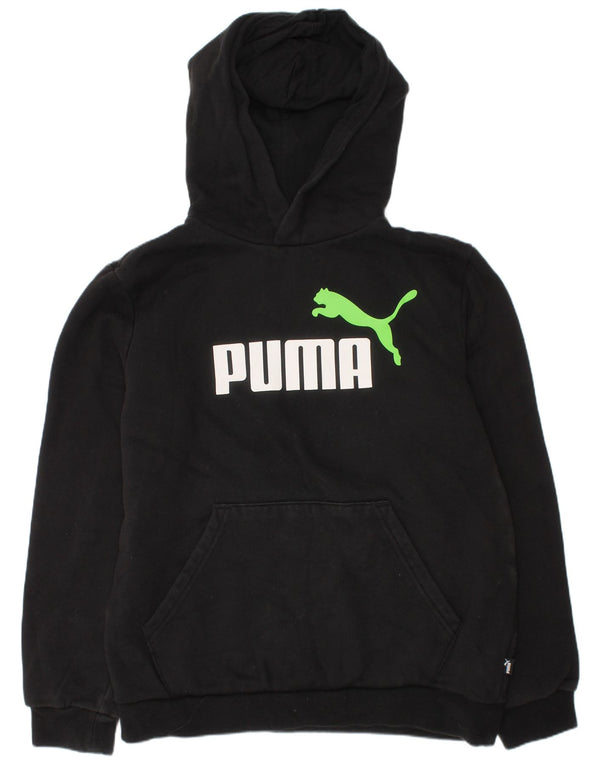 Puma Jungen-Pullover mit grafischem Kapuzenpullover, 13–14 Jahre, schwarze Baumwolle