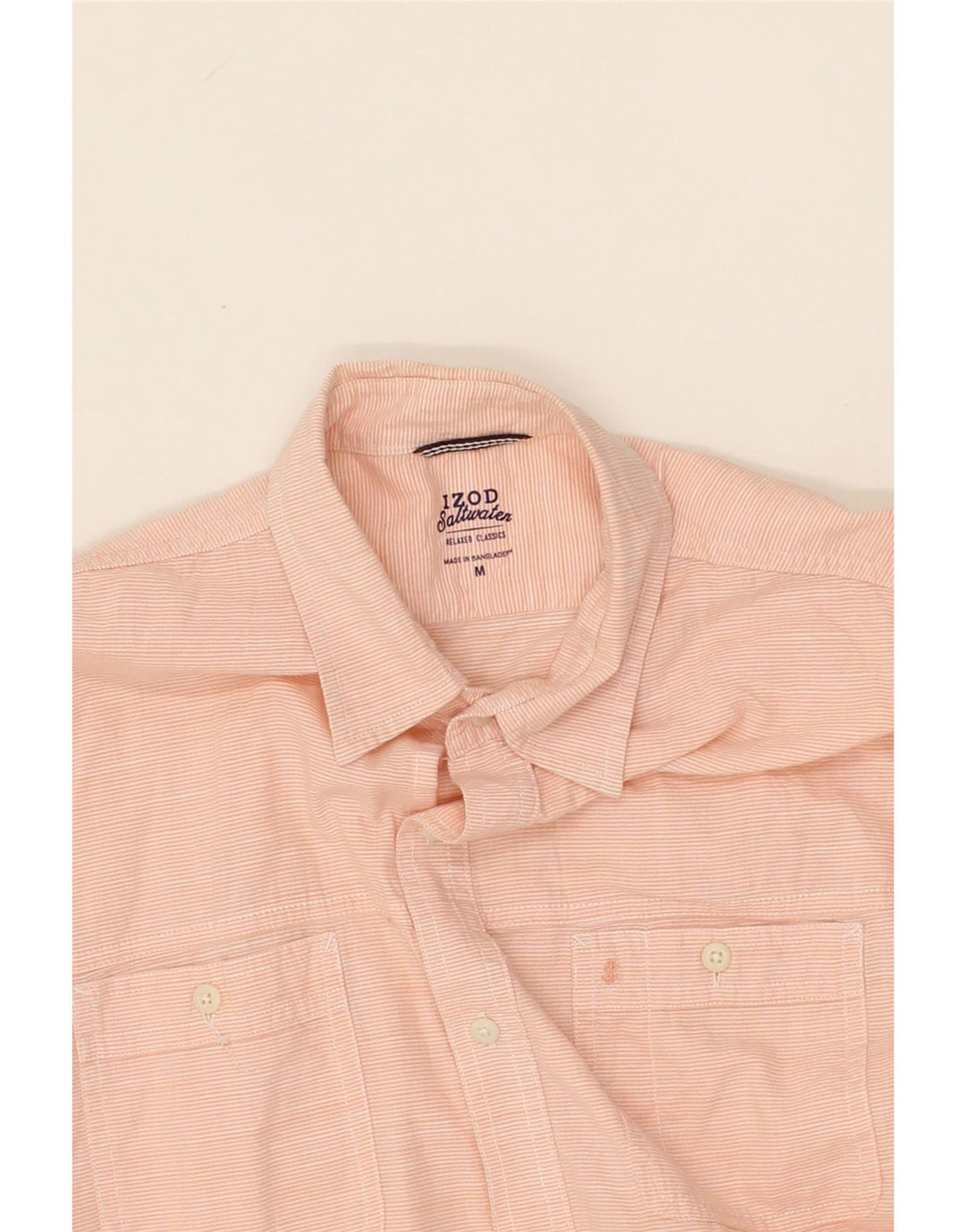 IZOD Mens Salt Water Relaxed Fit Shirt Medium Pink Pinstripe Vintage Izod and Second-Hand Izod from Messina Hembry 