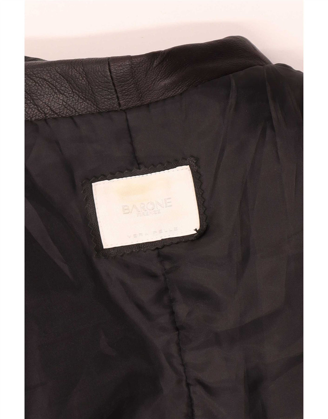 Barone Herren Ledermantel UK 36 Small Schwarz