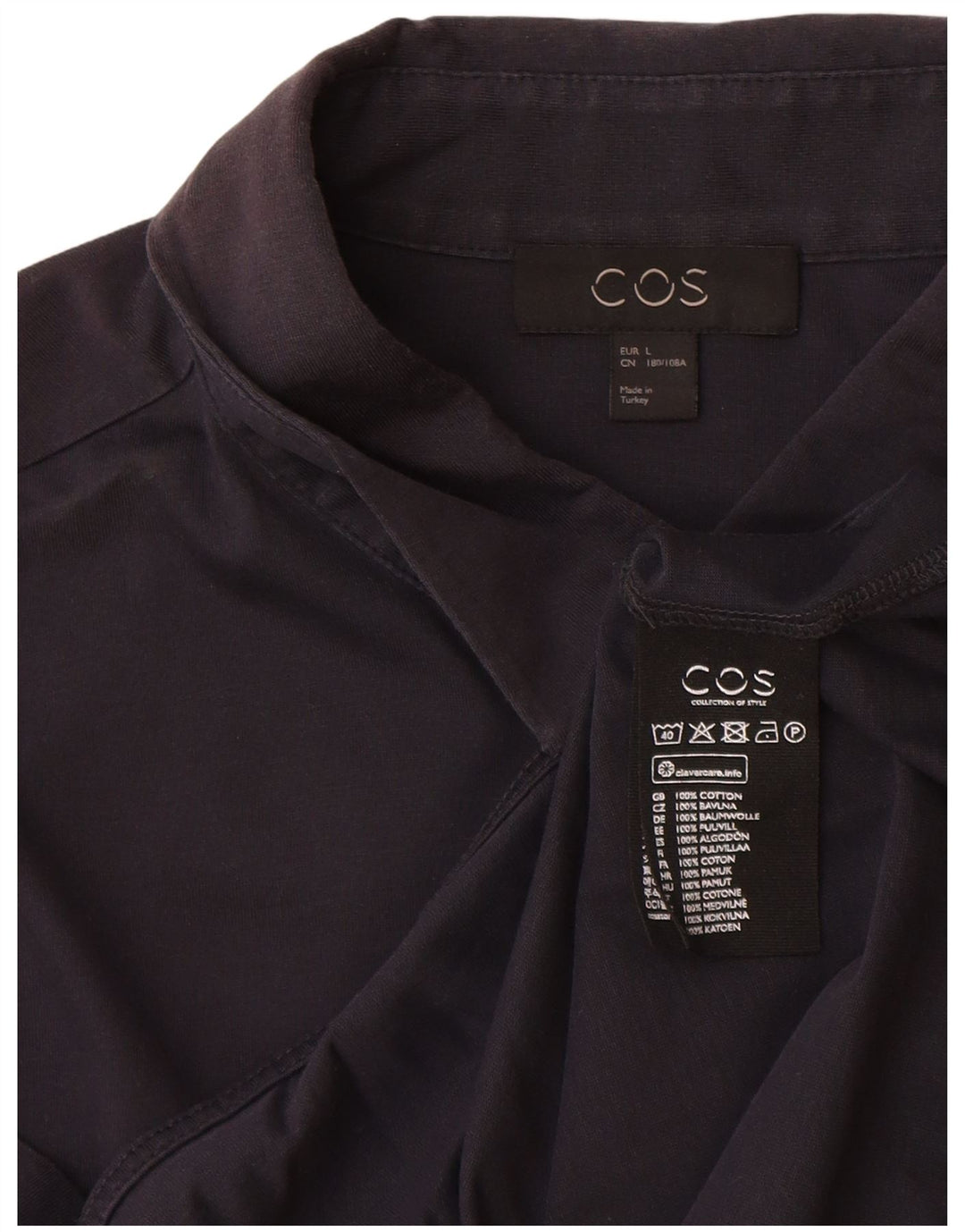 Cos Herren-Kurzarmhemd, groß, marineblau, Baumwolle