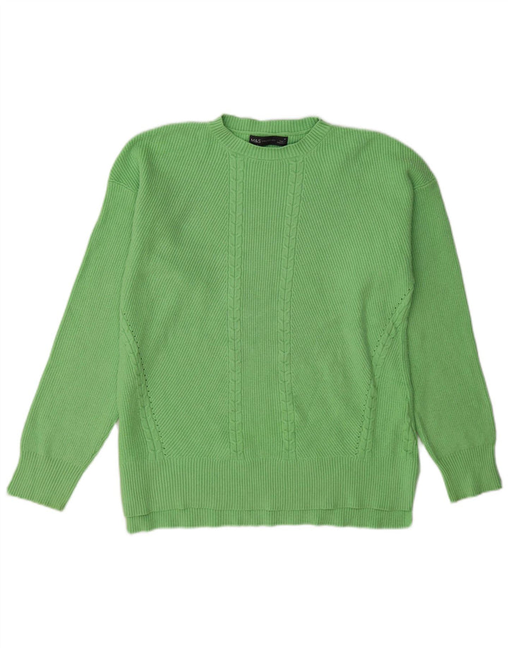 Marks & Spencer Damen-Pullover mit Rundhalsausschnitt, Gr. 14, mittelgrüne Viskose
