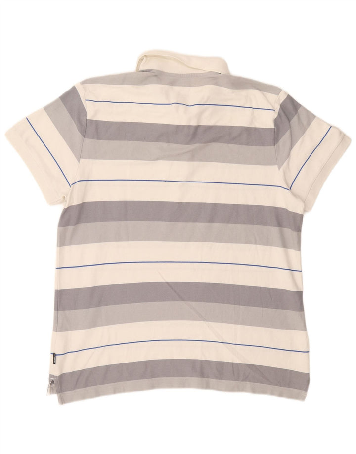 Nike Herren Poloshirt XL grau gestreift aus Baumwolle