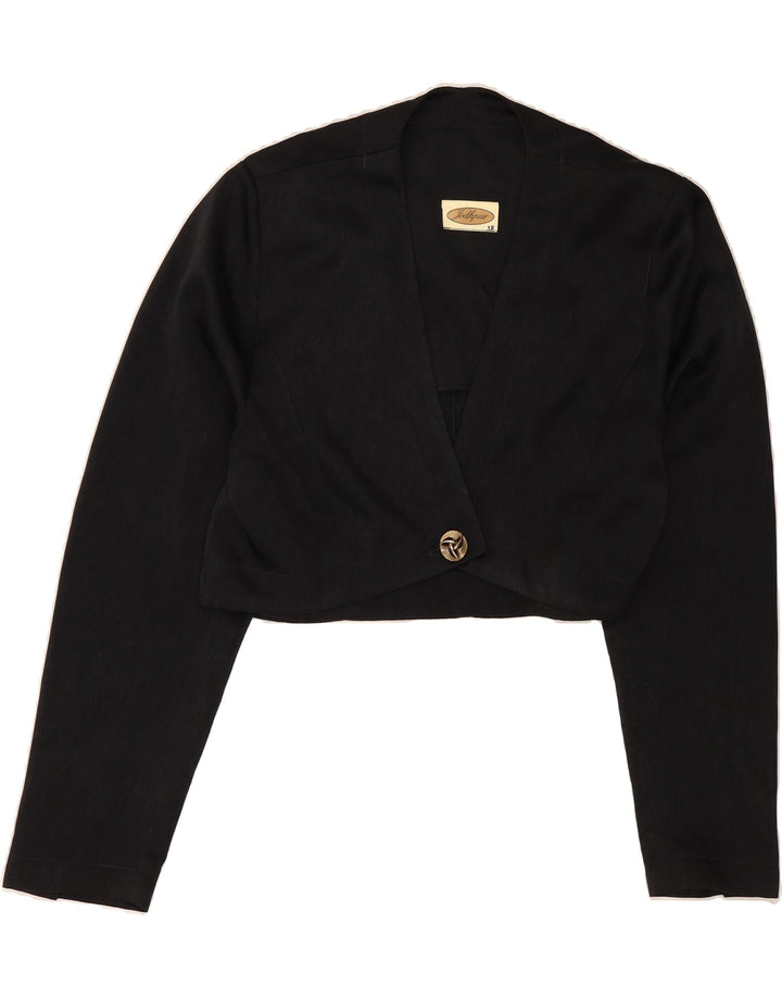 VINTAGE Womens Bolero Top UK 12 Medium Black Polyester Vintage Vintage and Second-Hand Vintage from Messina Hembry 
