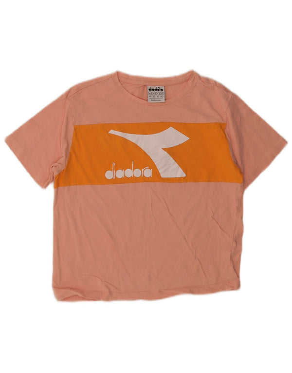 Diadora Grafik-T-Shirt-Oberteil für Mädchen, 11–12 Jahre, XL, Rosa, Farbblock