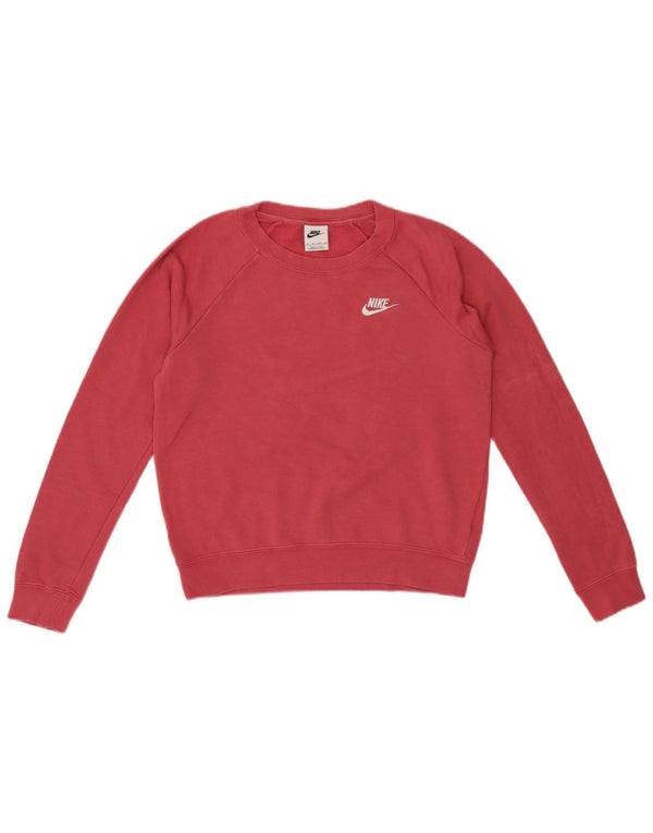 Nike Womens Crop Oversized Sweatshirt Jumper UK 6 XS Red Cotton