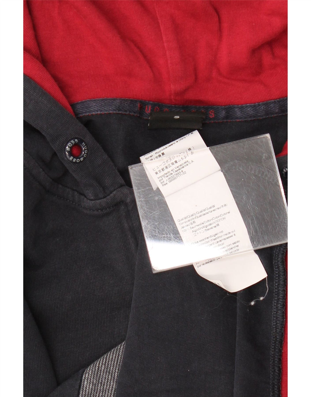 HUGO BOSS Herren-Kapuzenpullover mit Reißverschluss, Größe S, marineblaue Baumwolle