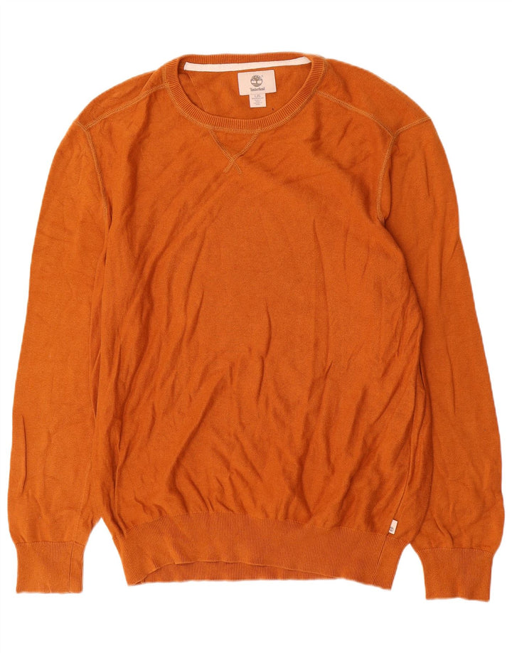 Timberland Herren-Pullover mit normaler Passform, Rundhalsausschnitt, Größe L, Orange, Baumwolle