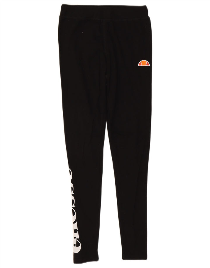 Ellesse Womens Graphic Leggings UK 10 Small Schwarz Baumwolle