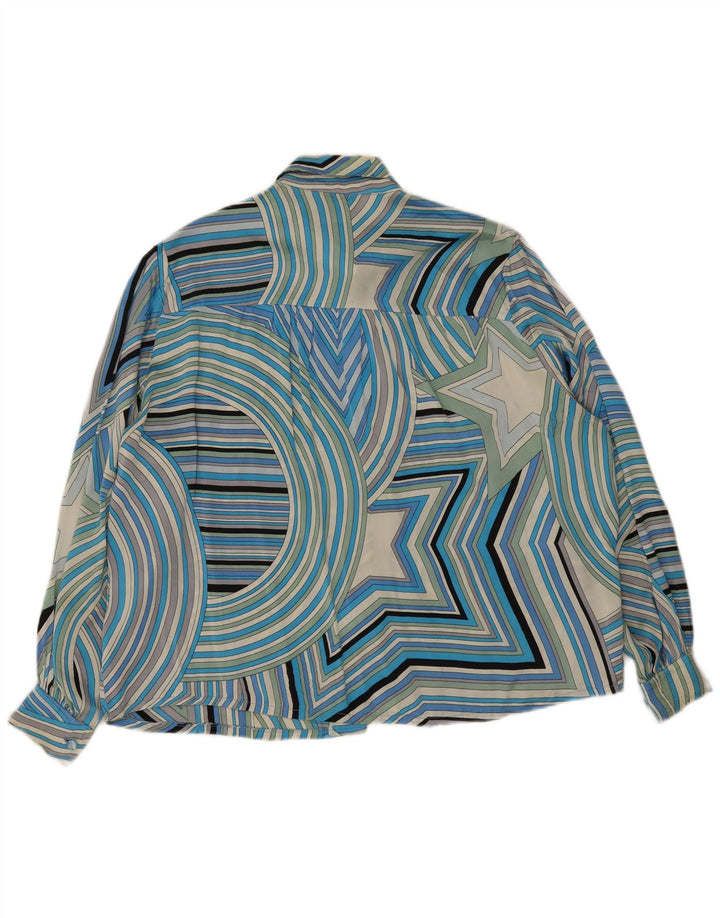 Vintage Damen Shirt UK 20 2XL Blau Geometrisch