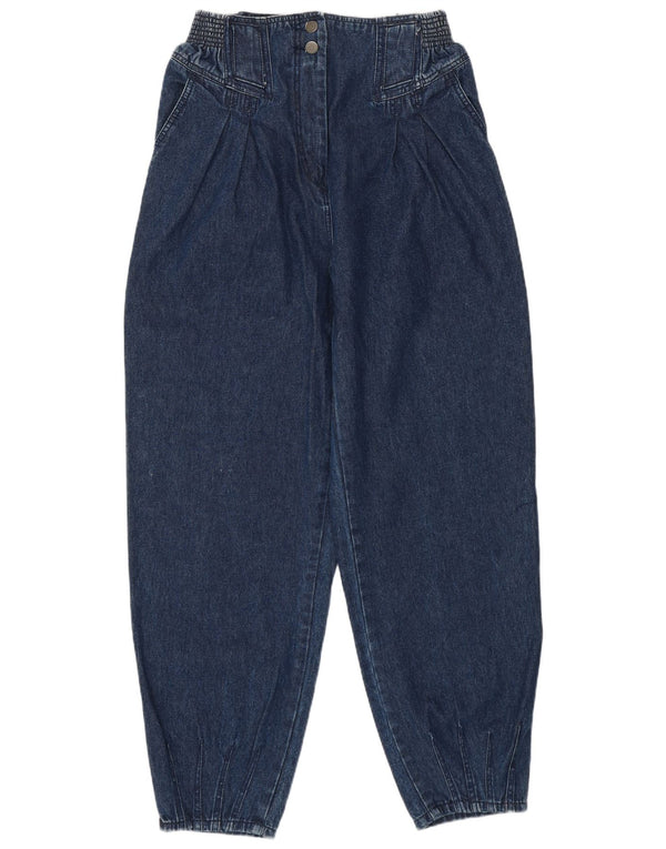 Vintage Damen-Jeans mit Ballonbein und hoher Taille, Größe 42, Mittel W28 L30, Marineblau