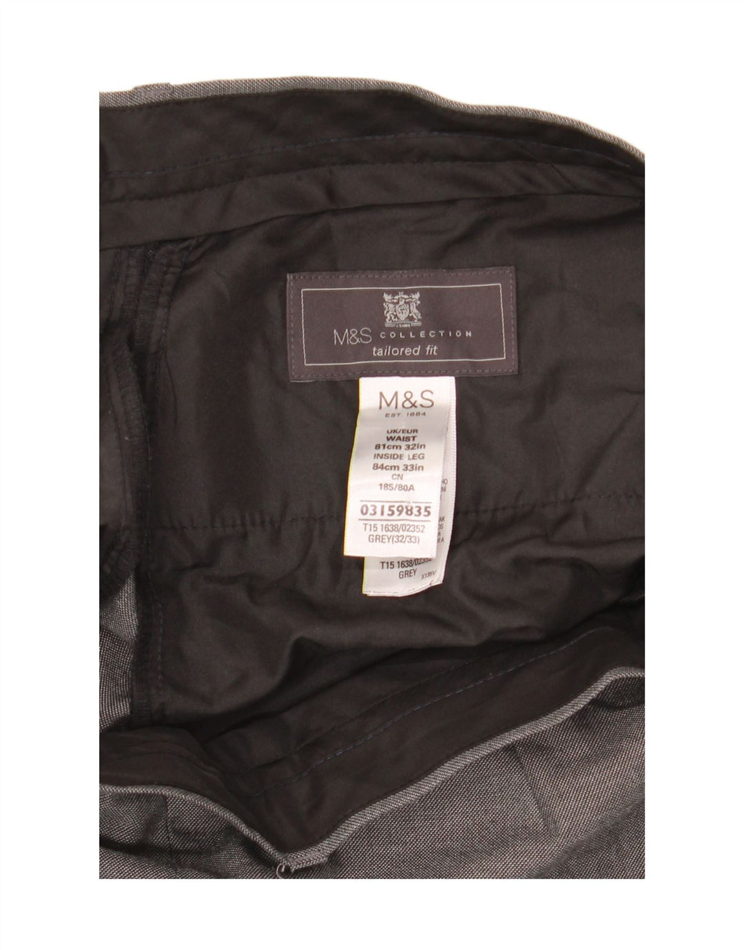 Marks & Spencer Herren-Anzughose mit maßgeschneiderter Passform, gerade, W32, L33, Grau