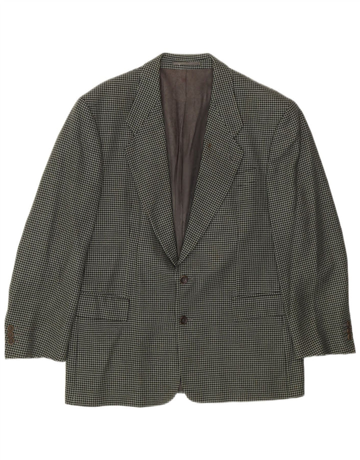 Hugo Boss Herren Blazer Jacke IT 50 Große grüne Hahnentritt-Schurwolle