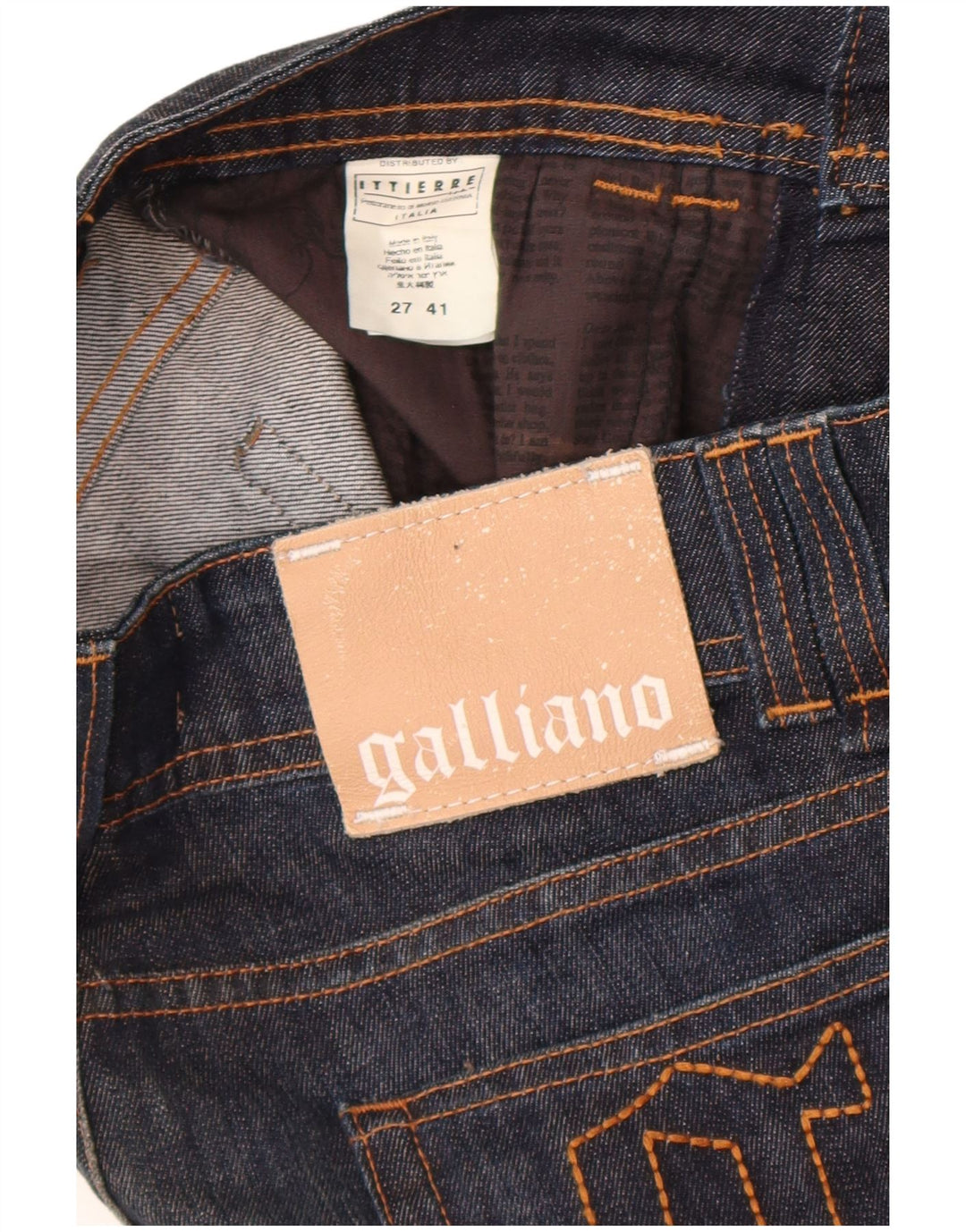 Galliano Damen Slim Jeans W27 L36 Marineblau Baumwolle Designer