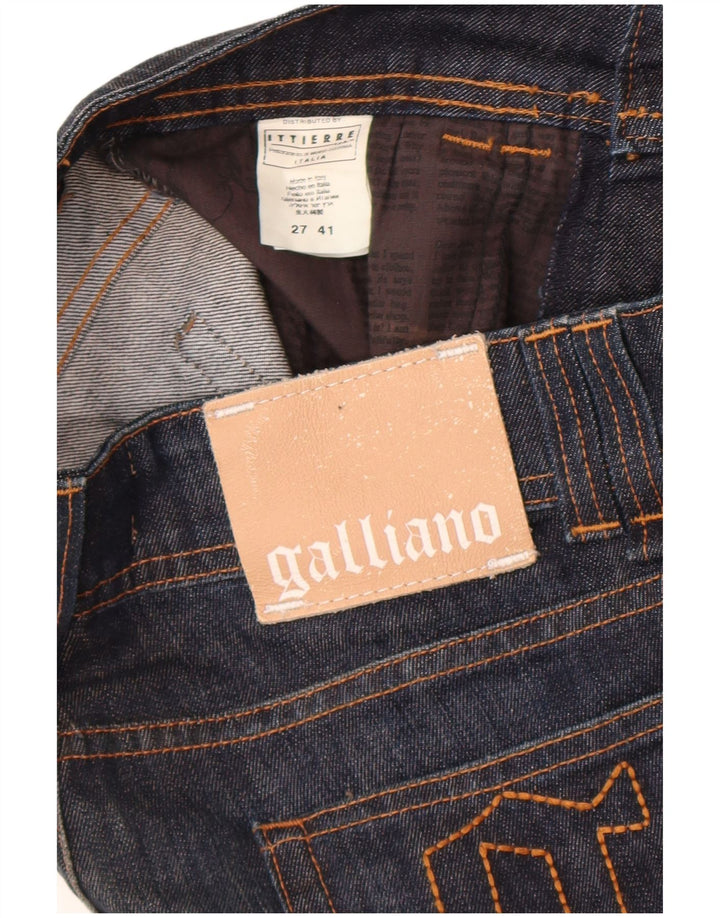 Galliano Damen Slim Jeans W27 L36 Marineblau Baumwolle Designer