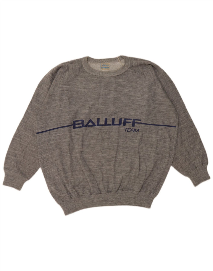 Vintage Herren-Sweatshirt mit Grafik, mittelgrau gefleckte Baumwolle