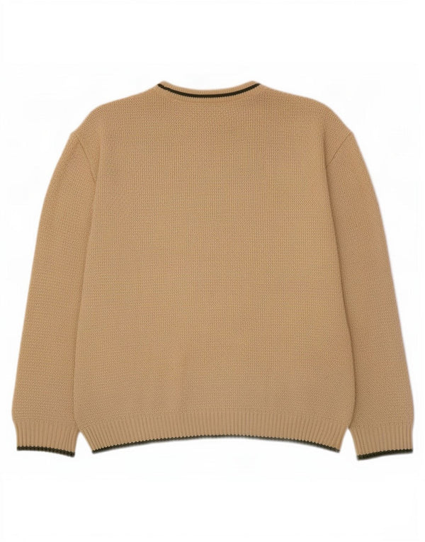 Vintage Herren Rundhalspullover Pullover Small Beige