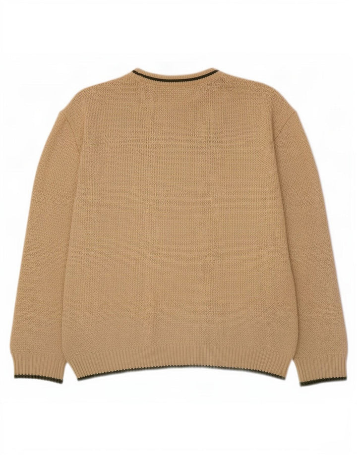 Vintage Herren Rundhalspullover Pullover Small Beige