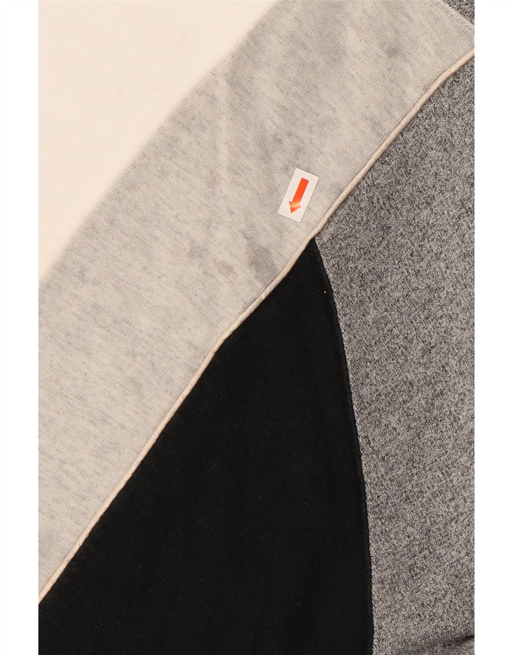 CHAMPION Herren-Sweatshirt mit Reißverschluss am Hals, groß, graue Blockfarben-Baumwolle